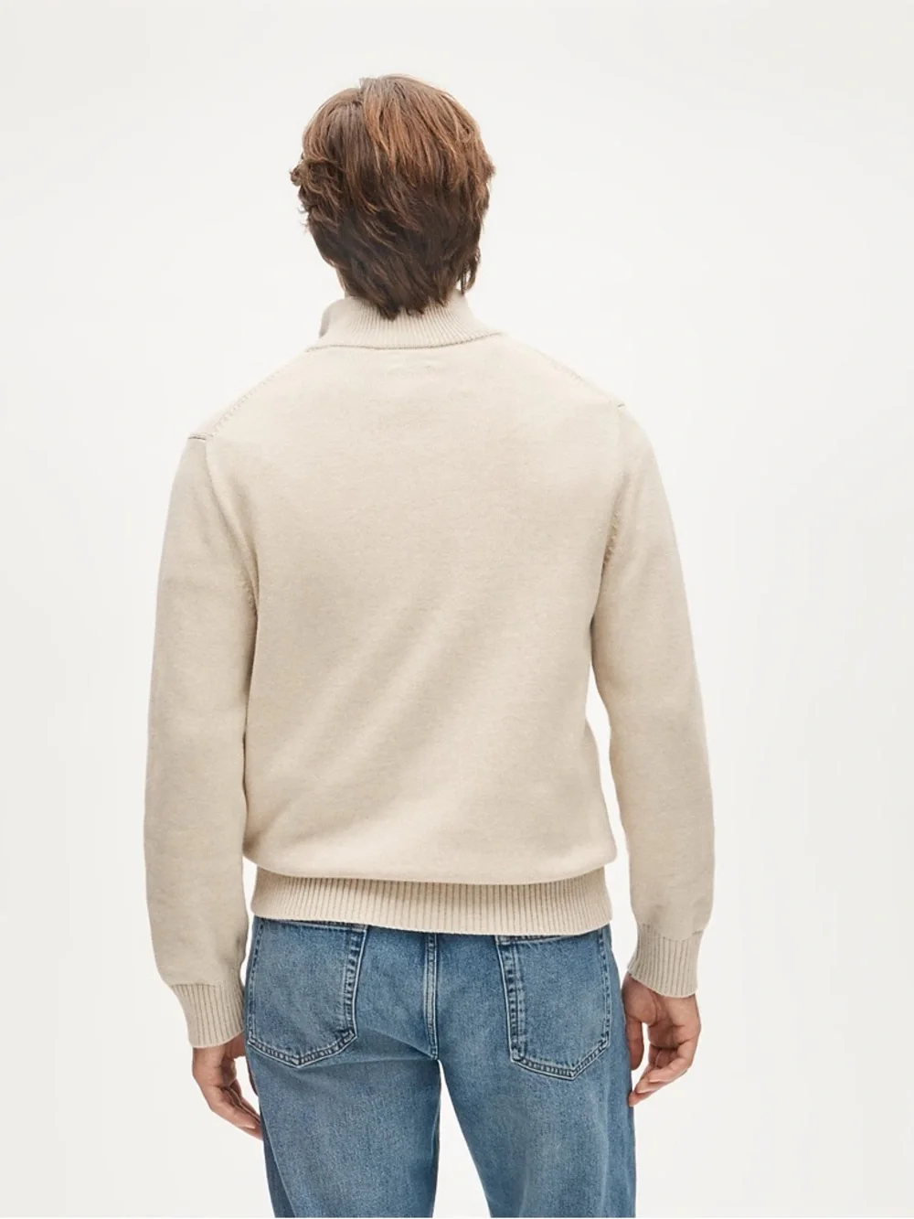 J.‎ CREW Heritage cotton quarter-zip sweater in Heather Sand XXL NWT $118 BT793